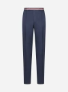 THOM BROWNE TRICOLOR WAISTBAND WOOL TROUSERS