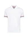 Thom Browne Rwb Stripe Cotton Polo Shirt In White
