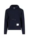 Thom Browne Drawstring Hoodie With Ribbed Cuffs In Blue