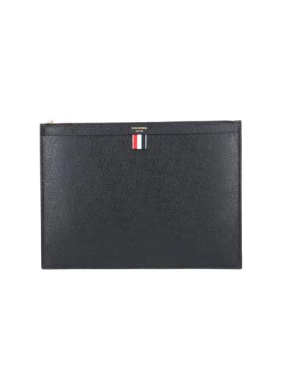 Thom Browne Tricolour Clutch Bag In Black  
