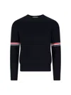 Thom Browne Tricolour Detail Sweater In Black