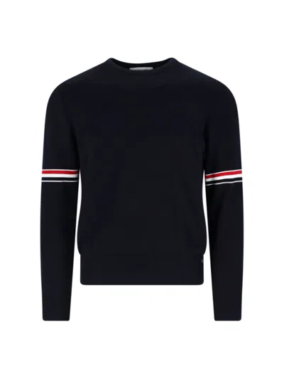 Thom Browne Tricolour Detail Sweater In Black