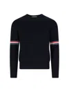 Thom Browne Tricolour Detail Sweater In Blue