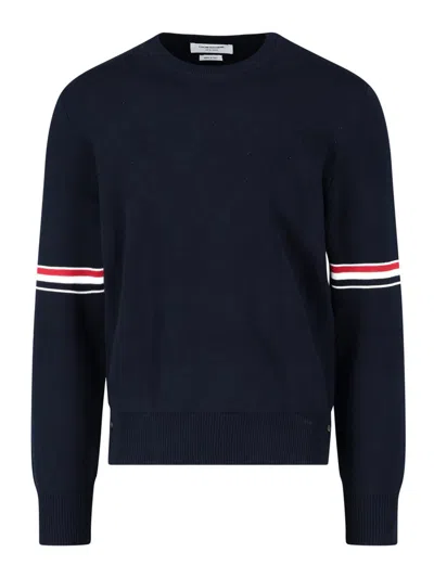 THOM BROWNE TRICOLOUR DETAIL SWEATER