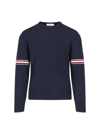 Thom Browne Tricolour Detail Sweater In Blue