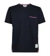 Thom Browne Jersey Cotton Short Sleeve Pocket Tee In Navy