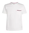 Thom Browne Short-sleeve Crew Neck T-shirt With Chest Pocket And Striped Trim Detail In White