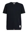 Thom Browne Wool Crew Neck T-shirt With Stripe Detail In Navy