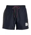 Thom Browne Swim Shorts With Elastic Waist And Tricolor Bands In Navy