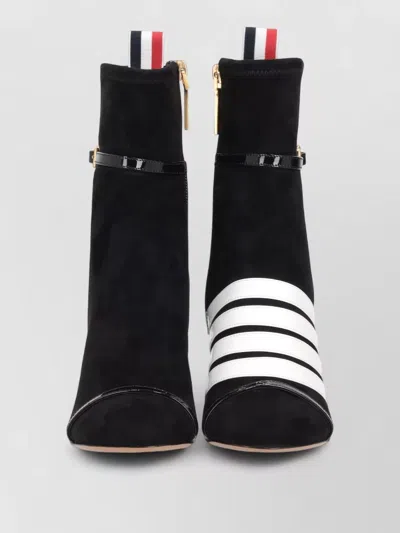 Thom Browne Trompe L Oeil 4 Bar Sandal Ankle Boots In Black