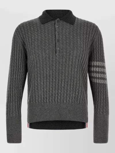 Thom Browne Trompe L Oeil Polo Knit Sweater In Black