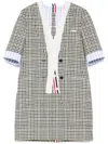 Thom Browne Trompe L'oeil-patch Checked Mini Dress In Neutral