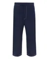 Thom Browne Blue Straight Pants With Contrasting Stitching In Fabric Man