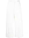 Thom Browne Women High Waisted Straight Leg Trouser In Organic Cotton Canvas In Beige
