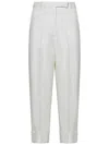 Thom Browne High Waisted Straight Leg Trouser In Organic Cotton Canvas In White