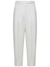 Thom Browne High Waisted Straight Leg Trouser In Organic Cotton Canvas In White