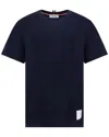 Thom Browne Navy Blue Logo Patch T-shirt In Blue