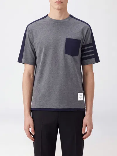 Thom Browne Colorblock With 4-bar Detail T-shirt In Gray