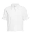 Thom Browne Short Sleeve Tucked Blouse In Poplin In White