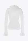 Thom Browne Frilled High-neck Tulle Top In White