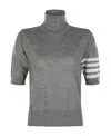 Thom Browne Turtleneck Short-sleeve Jumper In Gray