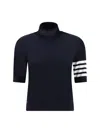 Thom Browne '4-bar' Black Wool Turtleneck Sweater In Blue