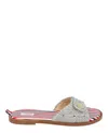 Thom Browne Embossed-button Tweed Flat Sandals In Grey