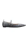 Thom Browne Tweed Ballerina Shoes In Gray