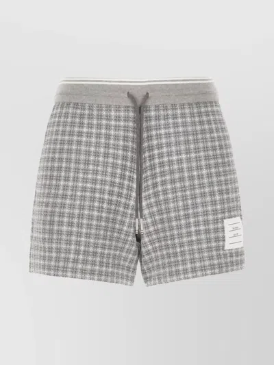 THOM BROWNE TWEED CHECKERED SHORTS ELASTIC WAISTBAND