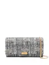 Thom Browne Tweed Flap Wallet In Grey