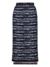 Thom Browne Tweed Frayed-hem Skirt In Blue