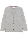 Thom Browne Tweed Jacquard Cardigan In Grey