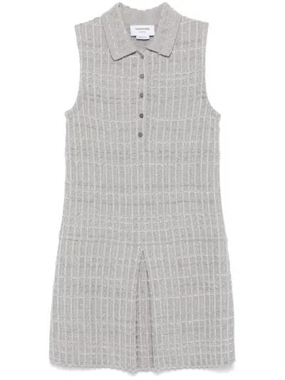 Thom Browne Tweed Jacquard Mini Dress In Gray