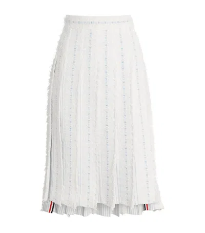 Thom Browne Tweed Knee-length Skirt In White