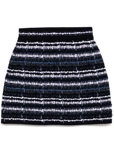 Thom Browne Tweed Mini Skirt In Blue