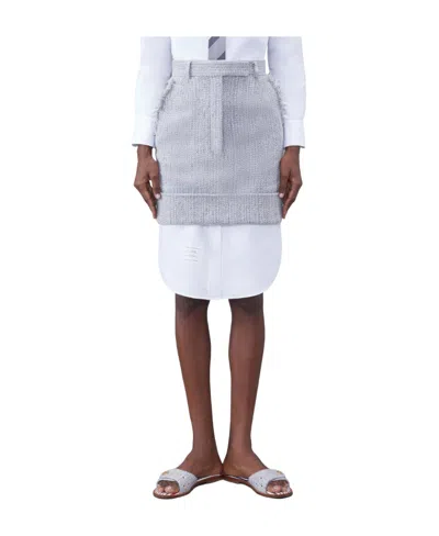 Thom Browne Tweed Mini Skirt In Gray
