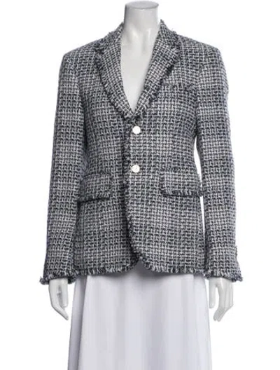 Pre-owned Thom Browne Tweed Pattern Blazer In Blue
