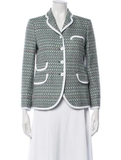 Pre-owned Thom Browne Tweed Pattern Blazer In Green