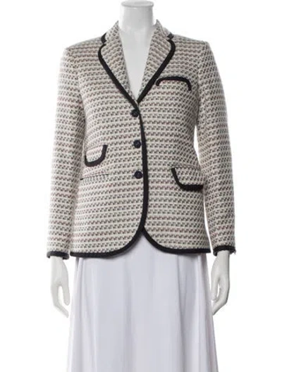 Pre-owned Thom Browne Tweed Pattern Blazer In White