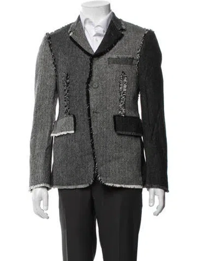 Pre-owned Thom Browne Tweed Pattern Wool Blazer In Grey