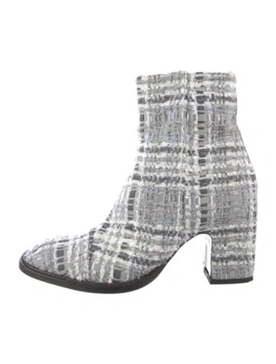 Pre-owned Thom Browne Tweed Plaid Print Sock Boots In Neutral
