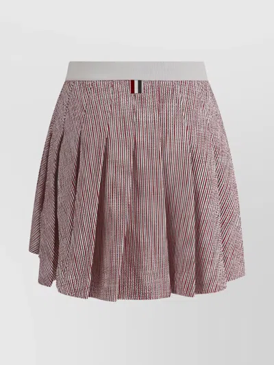 Thom Browne Tweed Pleated Miniskirt Ribbed Waistband
