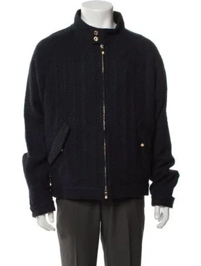 Pre-owned Thom Browne Tweed Raglan Jacket In Blue