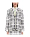Thom Browne Tweed Single-breasted Jacket In Gray