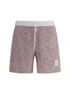 Thom Browne Red & White Cotton Tweed Summer Shorts In Rwbwht