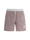 Thom Browne Red & White Cotton Tweed Summer Shorts In Rwbwht