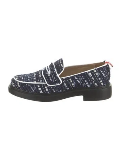Pre-owned Thom Browne Tweed Tweed Pattern Loafers In Blue