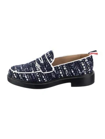 Pre-owned Thom Browne Tweed Tweed Pattern Loafers In Blue