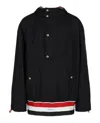 Thom Browne Anorak In Fresco Lana Con Banda Tricolore In Blue