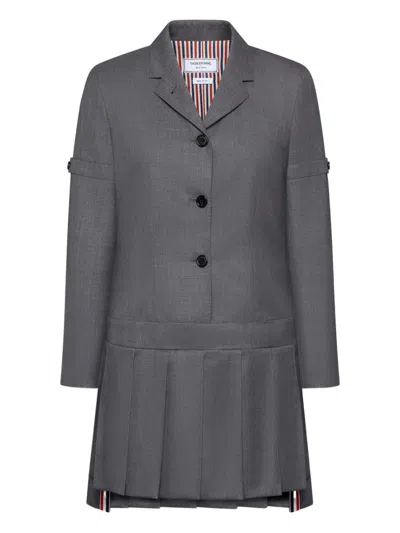 Thom Browne Twill Pleated Mini Dress In Multi